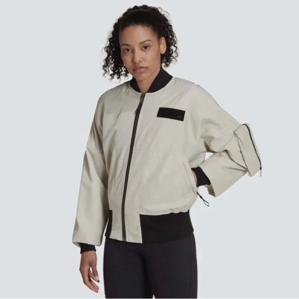 Adidas Parley Bomber Jacket Aluminum Khaki Beige Women’s Large HT3404